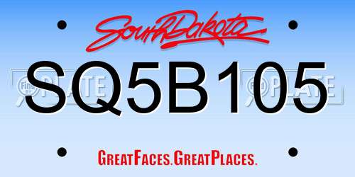 SQ5B105 South Dakota License Plate