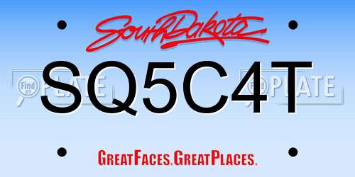 SQ5C4T South Dakota License Plate