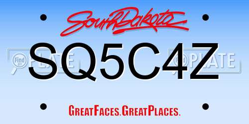 SQ5C4Z South Dakota License Plate