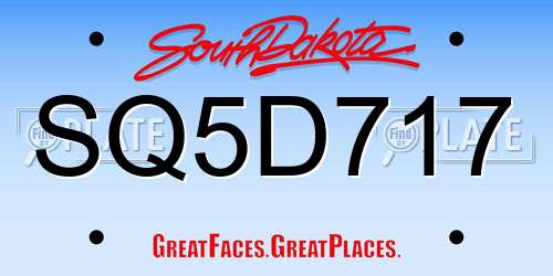 SQ5D717 South Dakota License Plate