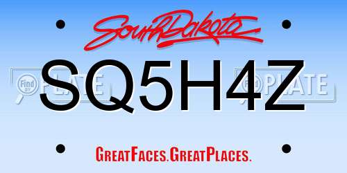SQ5H4Z South Dakota License Plate