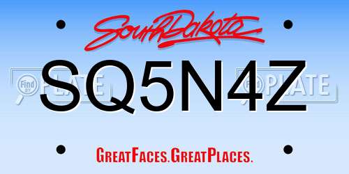 SQ5N4Z South Dakota License Plate