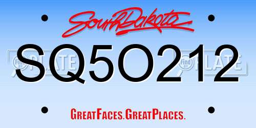 SQ5O212 South Dakota License Plate