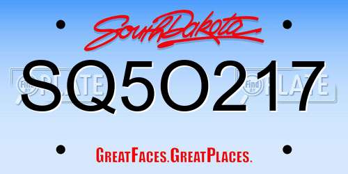 SQ5O217 South Dakota License Plate