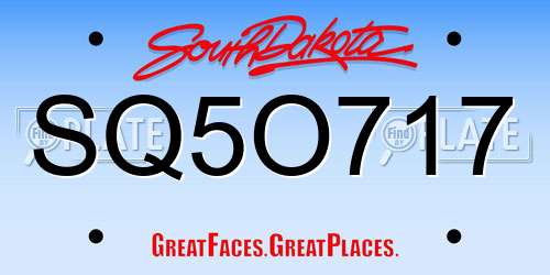 SQ5O717 South Dakota License Plate