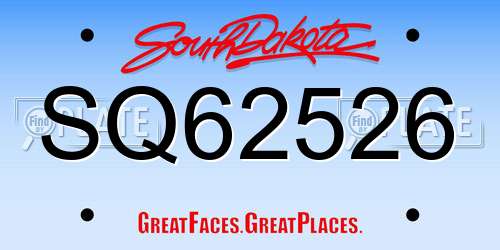 SQ62526 South Dakota License Plate