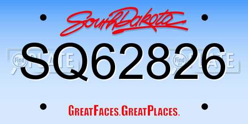 SQ62826 South Dakota License Plate