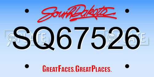 SQ67526 South Dakota License Plate