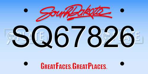 SQ67826 South Dakota License Plate
