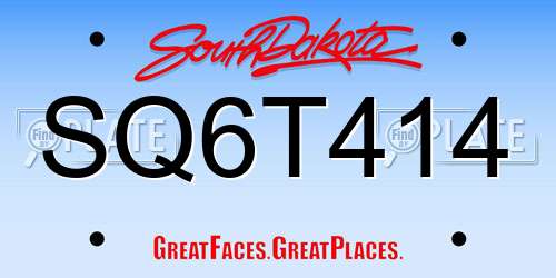 SQ6T414 South Dakota License Plate