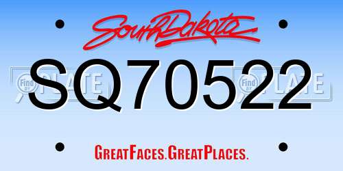 SQ70522 South Dakota License Plate