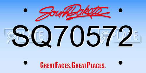 SQ70572 South Dakota License Plate