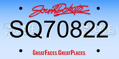 SQ70822 South Dakota License Plate