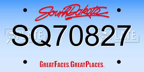 SQ70827 South Dakota License Plate