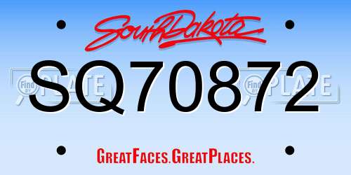 SQ70872 South Dakota License Plate