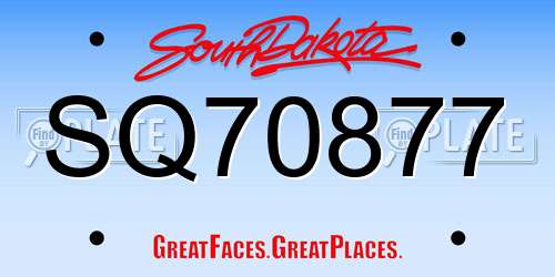 SQ70877 South Dakota License Plate