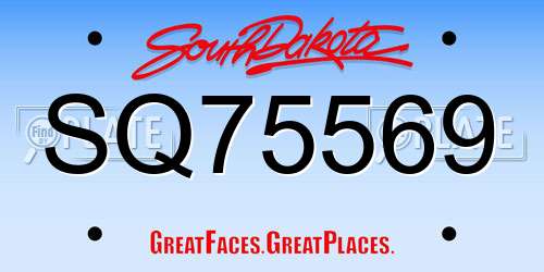 SQ75569 South Dakota License Plate