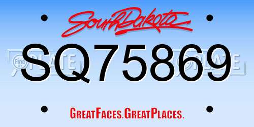 SQ75869 South Dakota License Plate