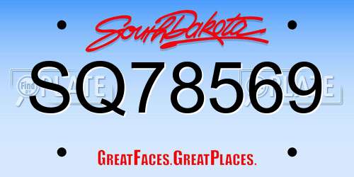 SQ78569 South Dakota License Plate