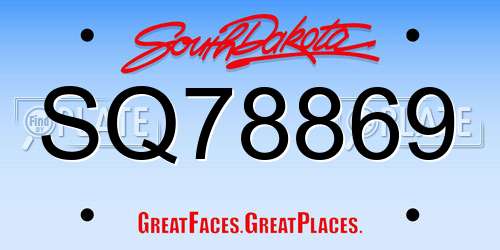 SQ78869 South Dakota License Plate