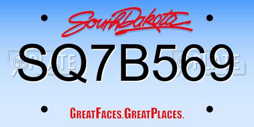 SQ7B569 South Dakota License Plate