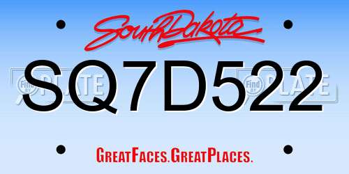 SQ7D522 South Dakota License Plate