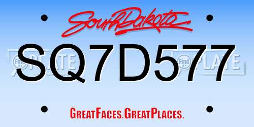 SQ7D577 South Dakota License Plate