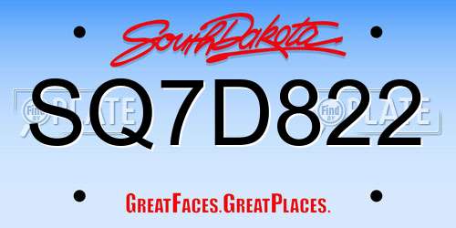 SQ7D822 South Dakota License Plate