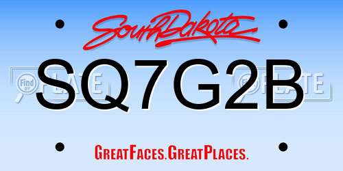 SQ7G2B South Dakota License Plate