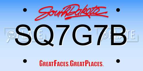 SQ7G7B South Dakota License Plate