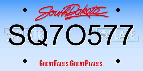 SQ7O577 South Dakota License Plate