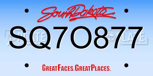 SQ7O877 South Dakota License Plate