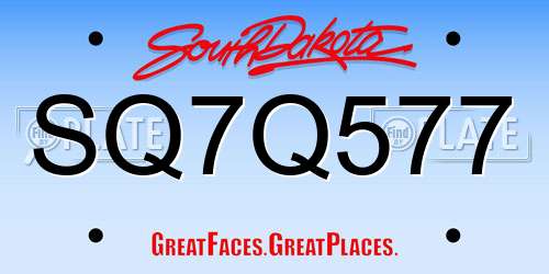 SQ7Q577 South Dakota License Plate