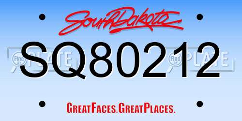 SQ80212 South Dakota License Plate