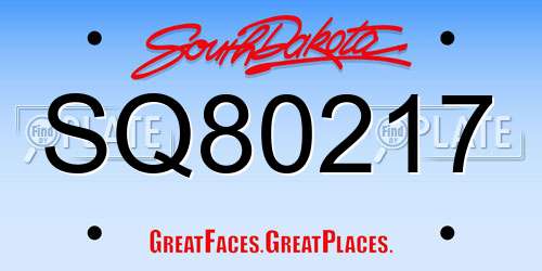 SQ80217 South Dakota License Plate