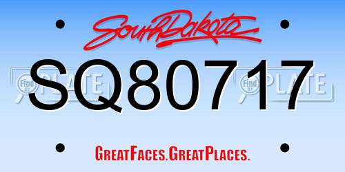 SQ80717 South Dakota License Plate