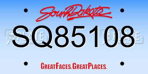 SQ85108 South Dakota License Plate