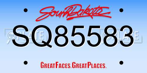 SQ85583 South Dakota License Plate