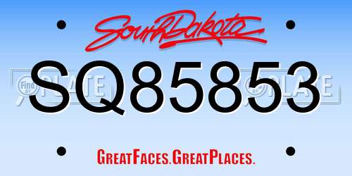 SQ85853 South Dakota License Plate