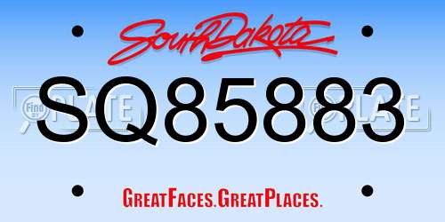 SQ85883 South Dakota License Plate
