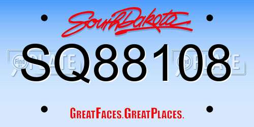 SQ88108 South Dakota License Plate