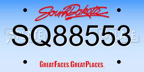 SQ88553 South Dakota License Plate