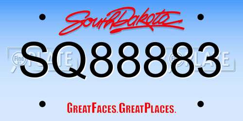 SQ88883 South Dakota License Plate
