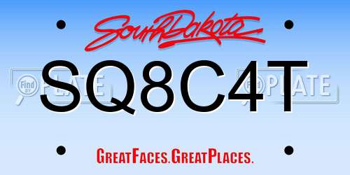 SQ8C4T South Dakota License Plate