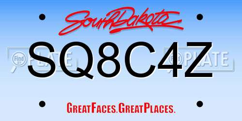 SQ8C4Z South Dakota License Plate