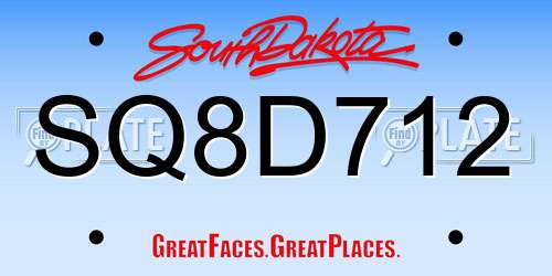 SQ8D712 South Dakota License Plate