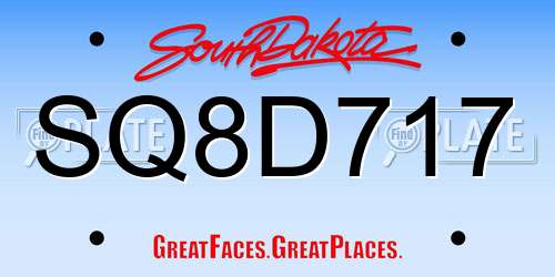 SQ8D717 South Dakota License Plate