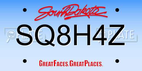 SQ8H4Z South Dakota License Plate