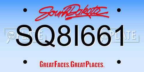 SQ8I661 South Dakota License Plate