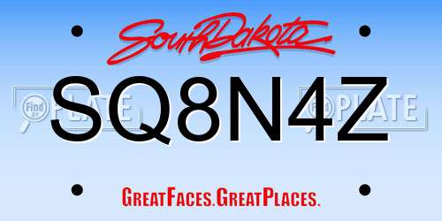 SQ8N4Z South Dakota License Plate